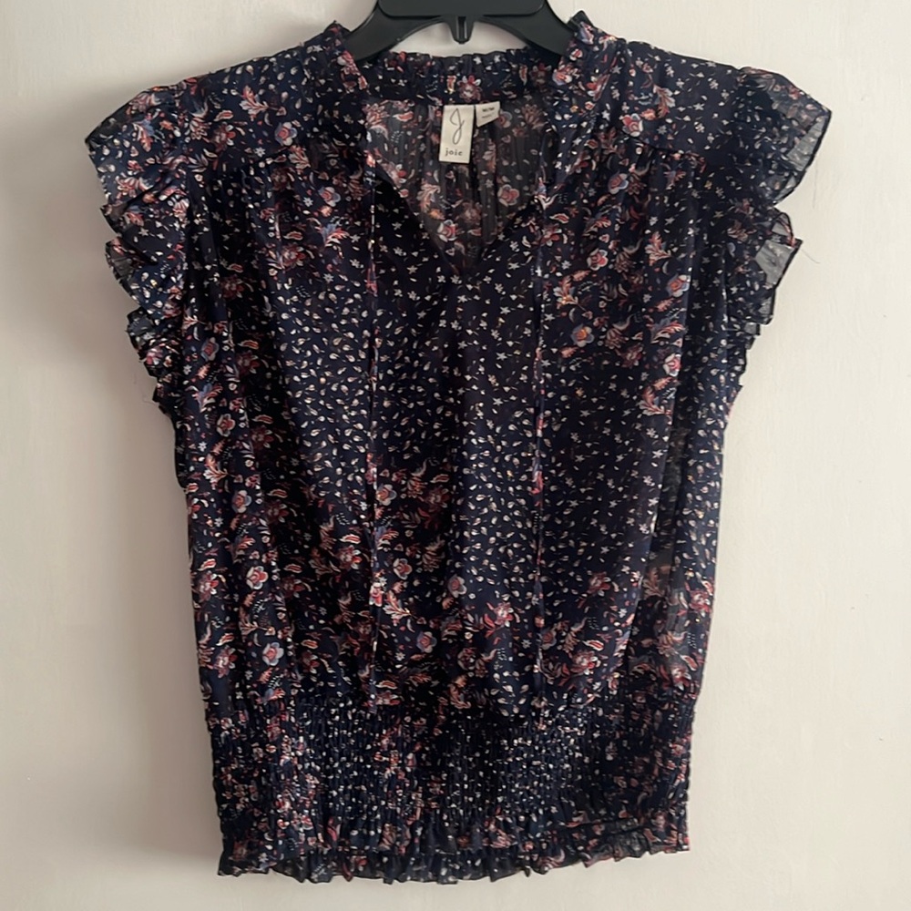 Joie transparent blue floral blouse shirt in size M